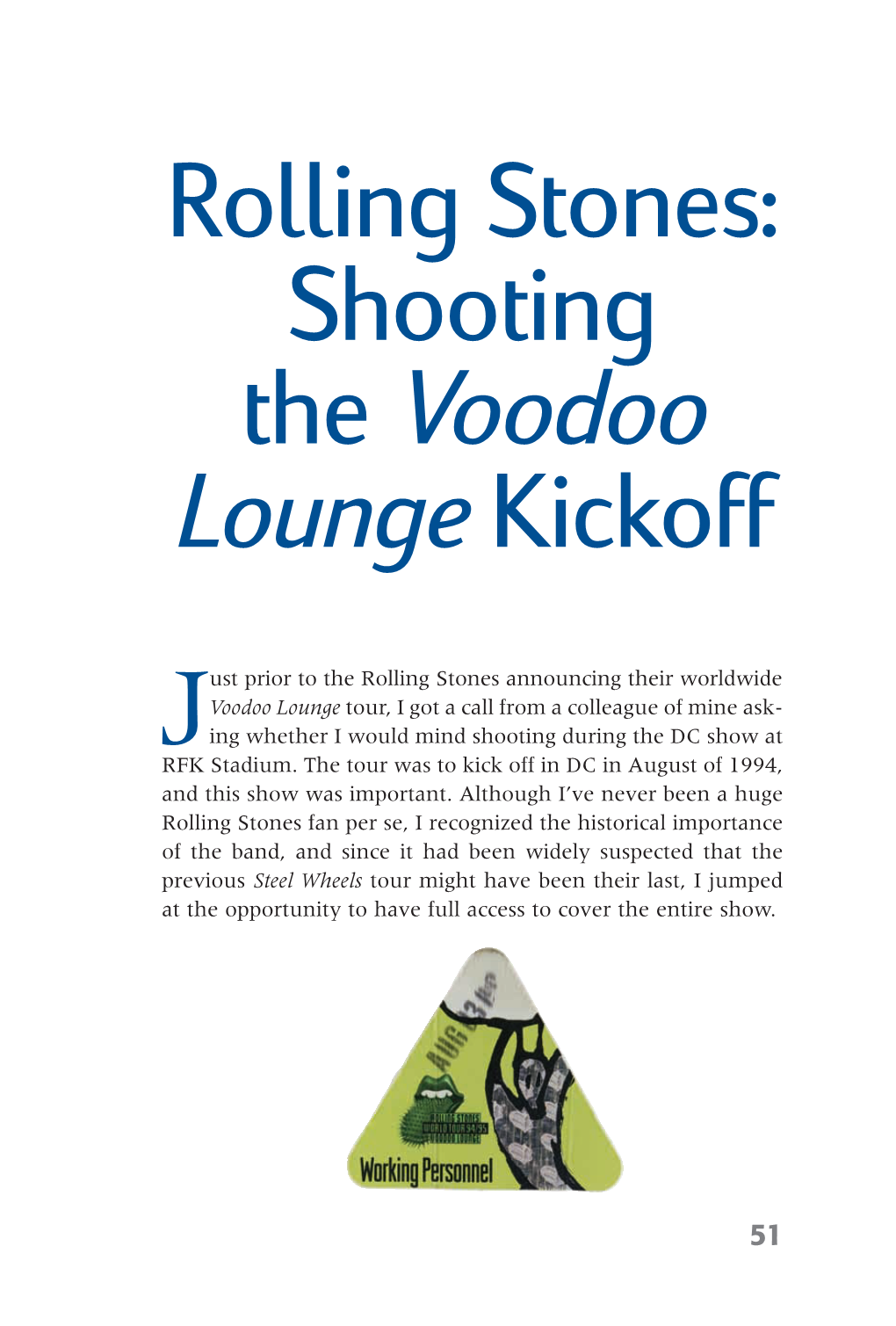 Rolling Stones: Shooting the Voodoo Lounge Kickoff