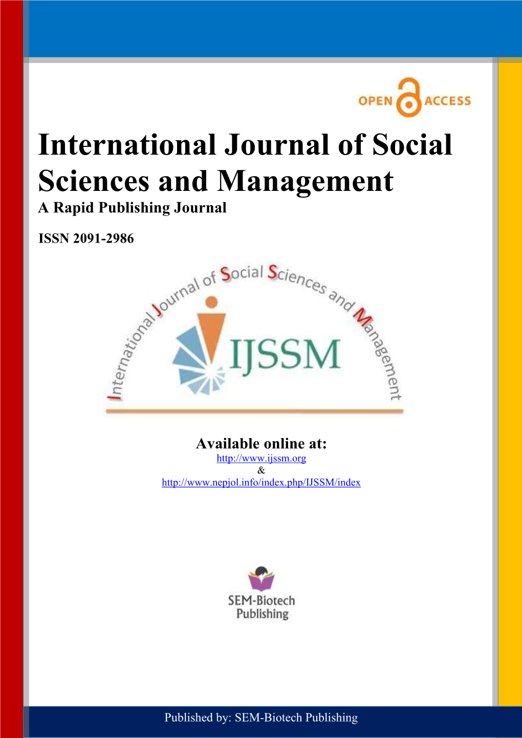 International Journal of Social Sciences and Management a Rapid Publishing Journal