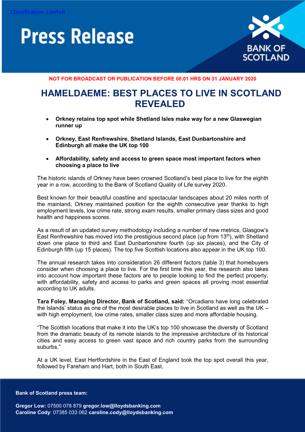 Hameldaeme: Best Places to Live in Scotland Revealed