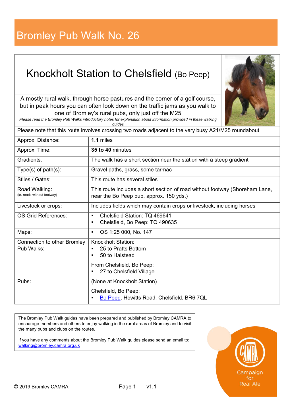 Knockholt Station to Chelsfield (Bo Peep)