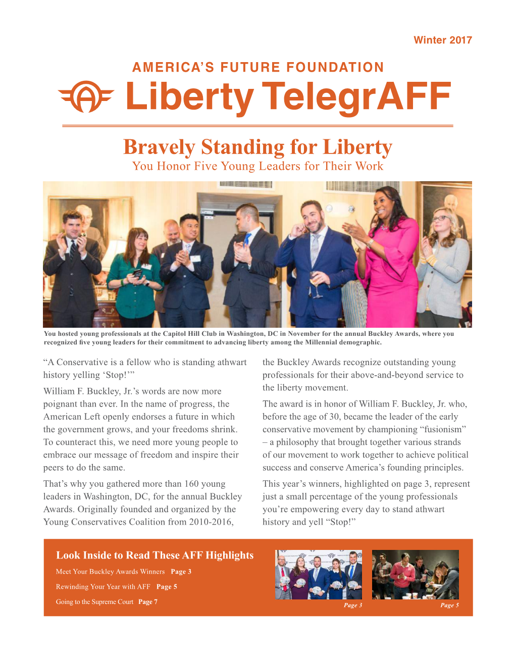 Liberty Telegraff Bravely Standing for Liberty You Honor Five Young Leaders for Their Work