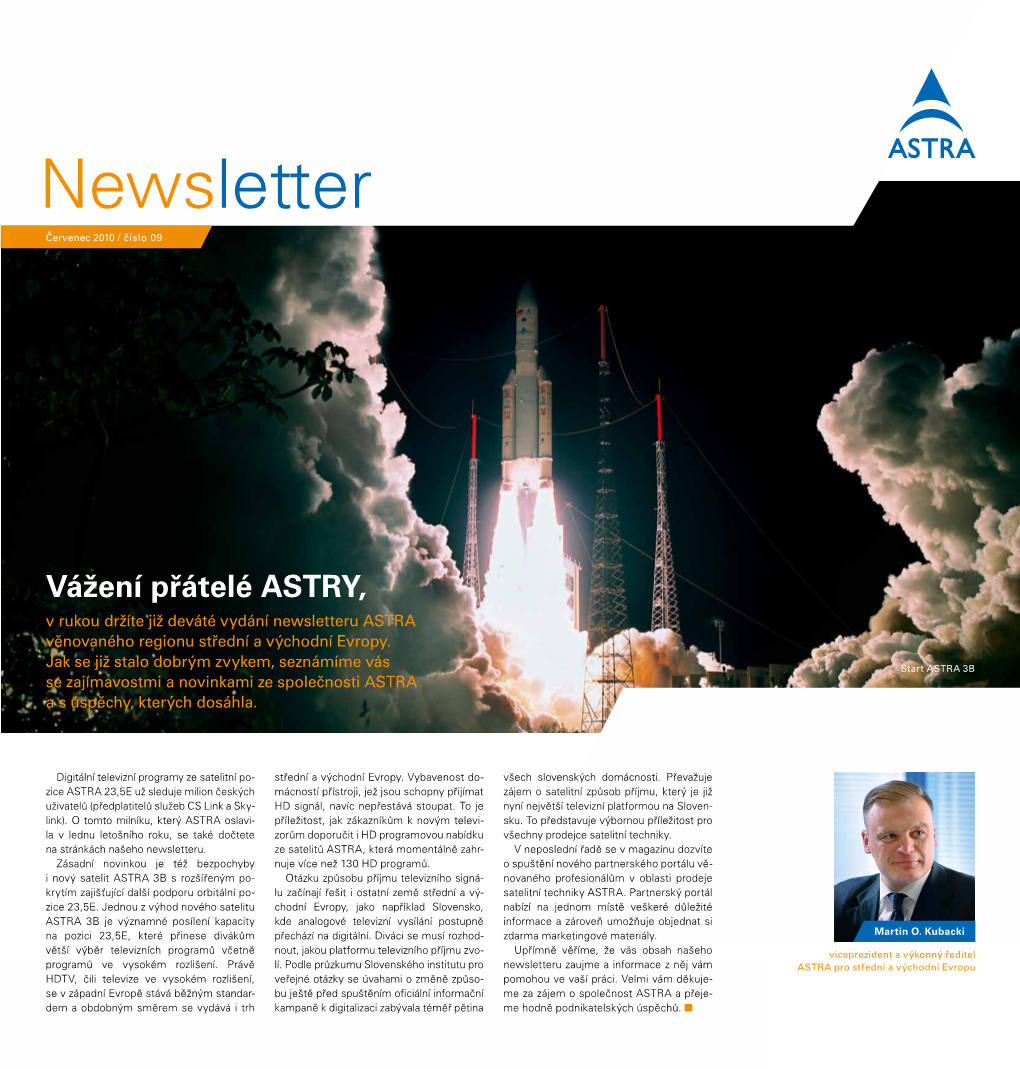 Newsletter ASTRA / Červenec 2010 / Číslo 9