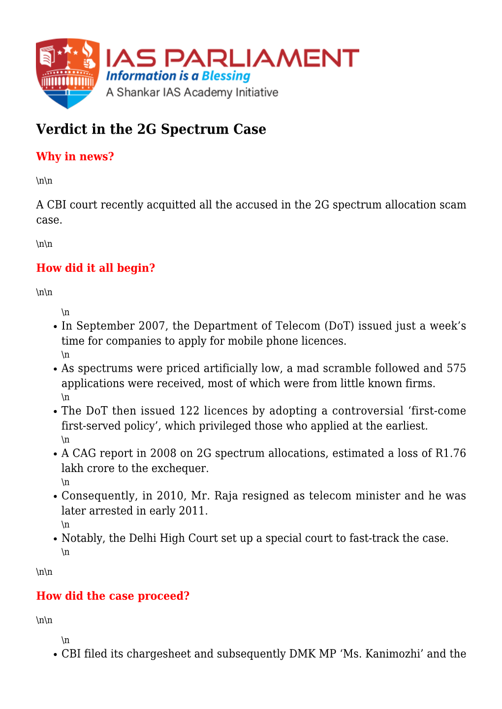 Verdict in the 2G Spectrum Case