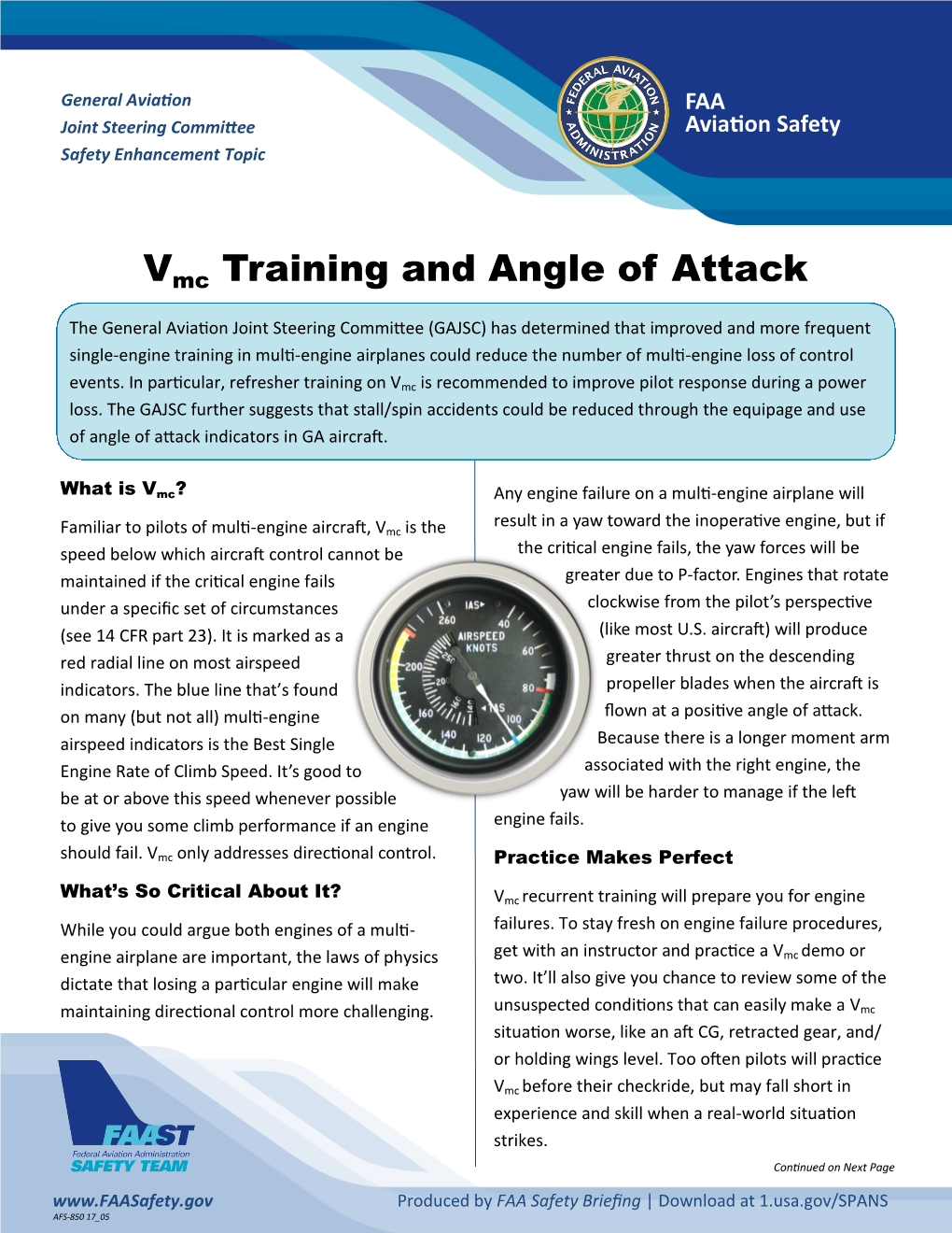 Vmc Training and Angle of Attack