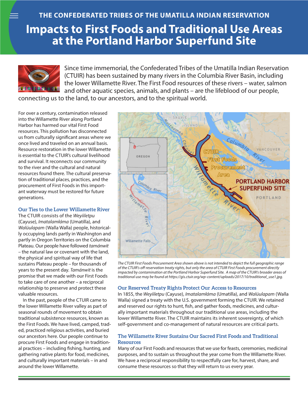 Impacts to First Foods and Traditional Use Areas at the Portland Harbor Superfund Site