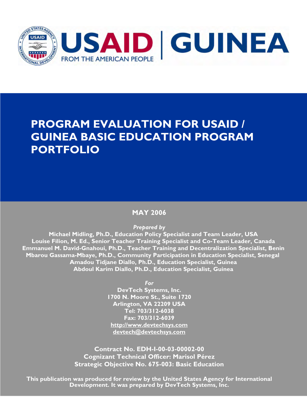 Program Evaluation for USAID/Guinea Basic