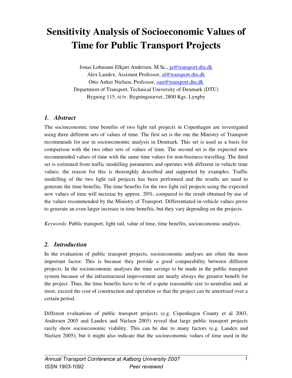 Sensitivity Analysis of Socioeconomic Values of Time for Public Transport Projects