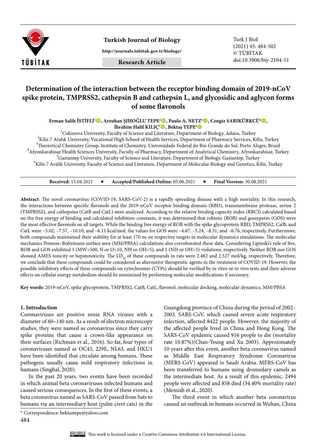 Determination of the Interaction Between the Receptor Binding