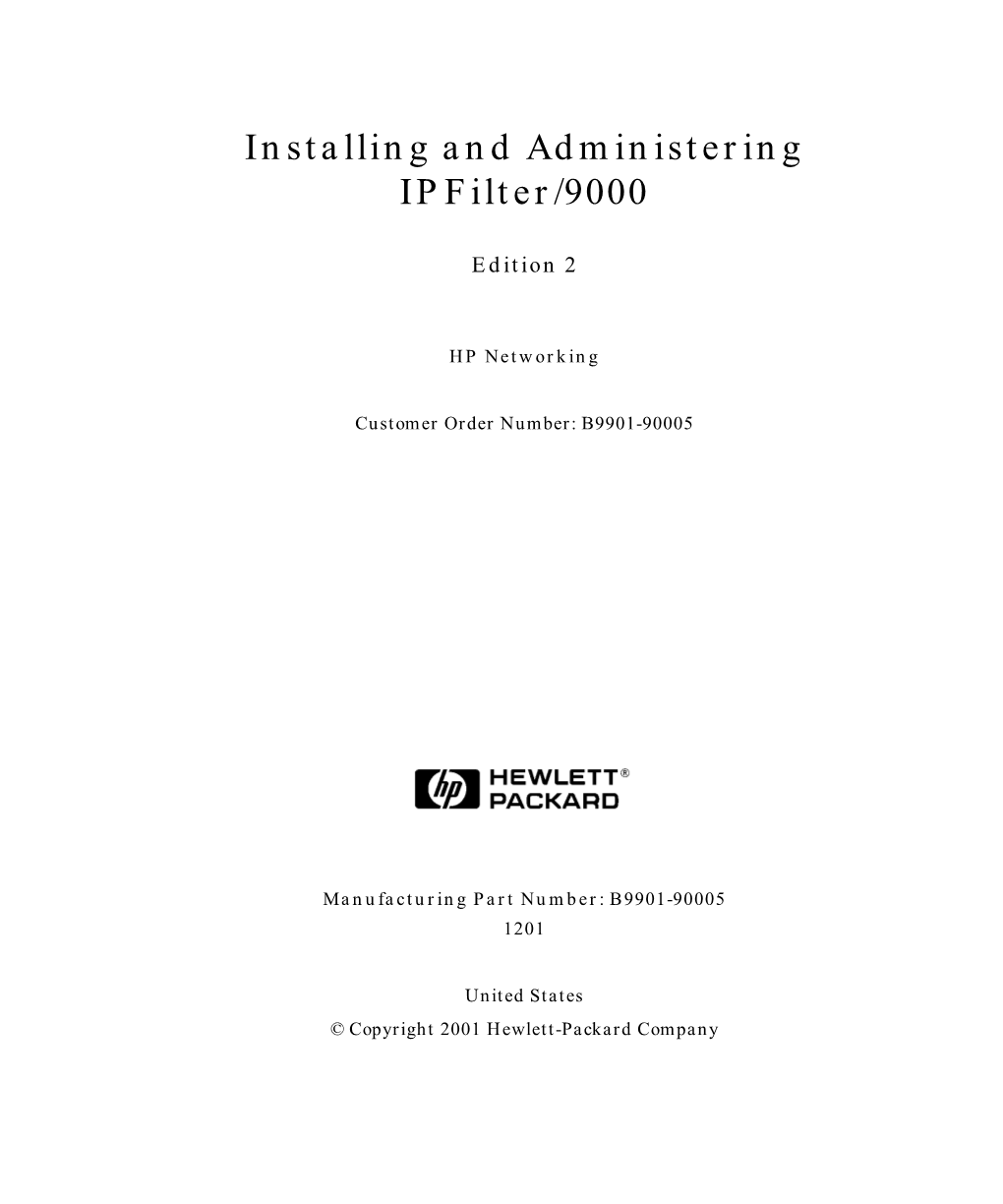 Installing and Administering Ipfilter/9000