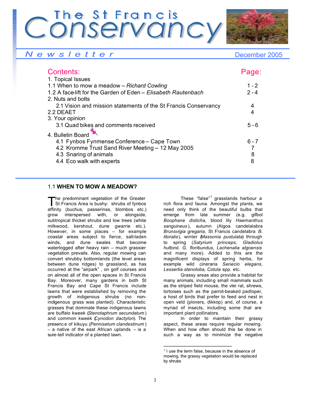 St. Francis Newsletter, December 2005 English Pdf 254.46 KB