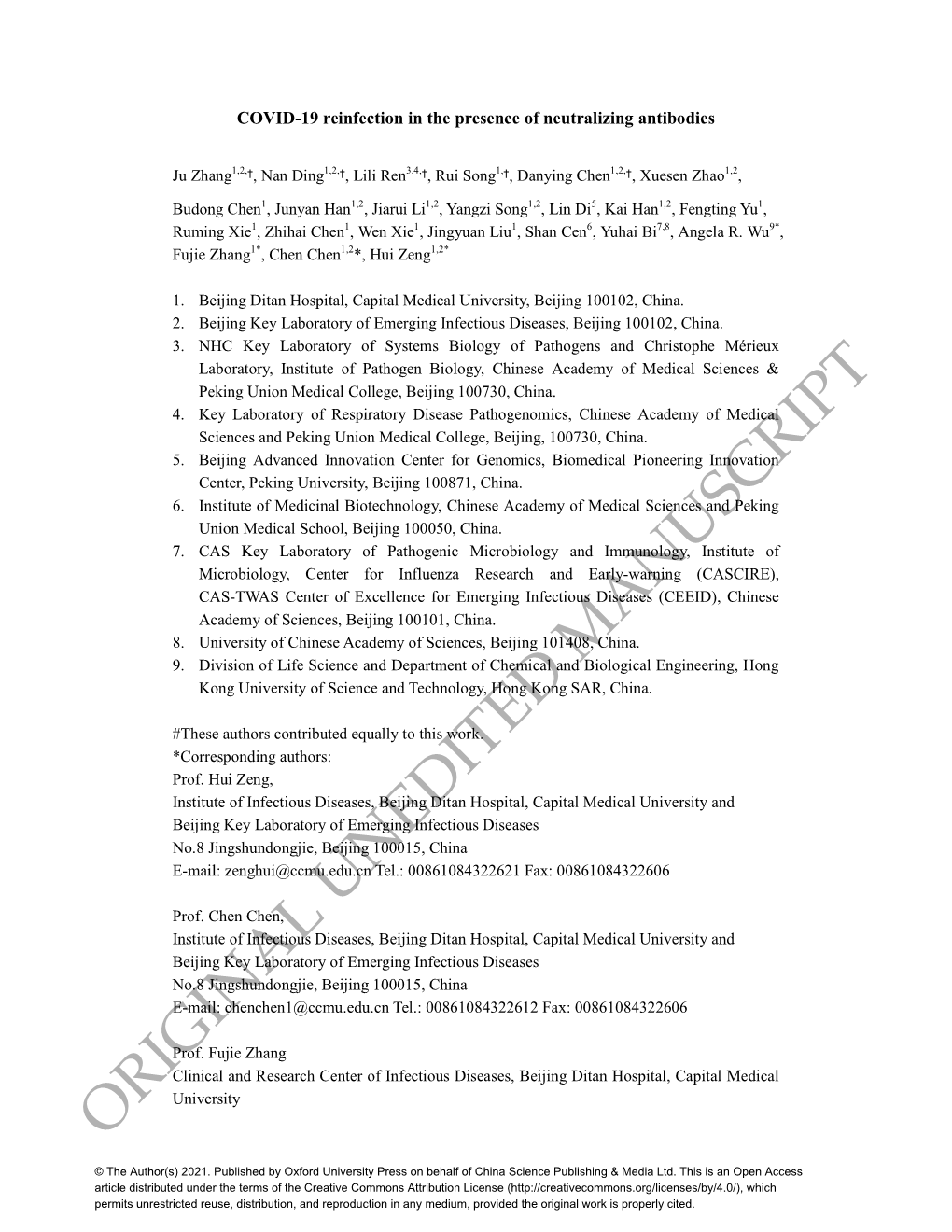 ORIGINAL UNEDITED MANUSCRIPT from a Recurrence of Primary Infection