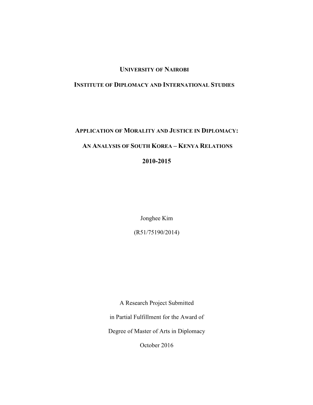 An Analysis of South Korea – Kenya Relations 2010-2015