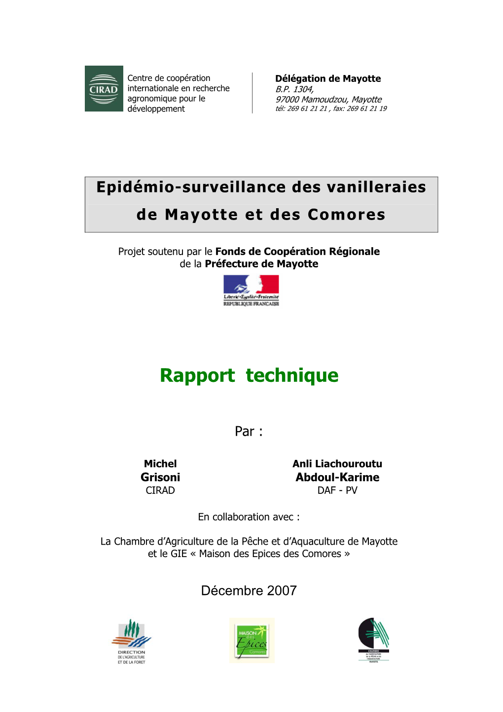 Rapport De Mission Pour La Société Biolandes À Ambanja (Madagascar)