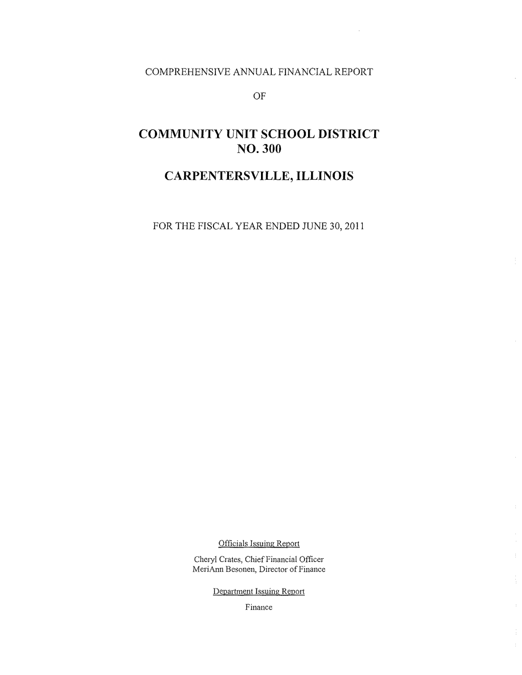 2011 Comprehensive Annual Financial Report