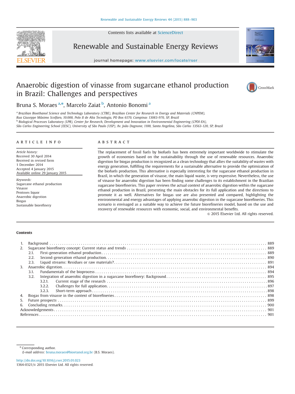 Anaerobic Digestion of Vinasse from Sugarcane Ethanol Production in Brazil: Challenges and Perspectives