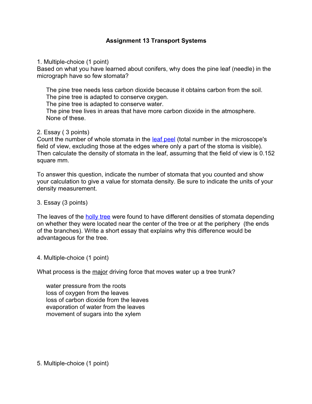 Assignment 13 Transport Systems