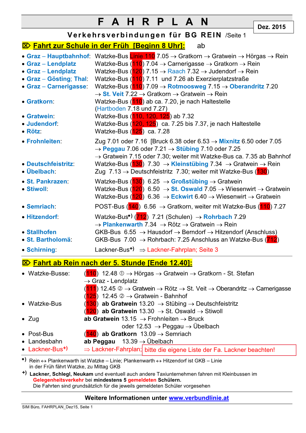 FAHRPLAN Dez