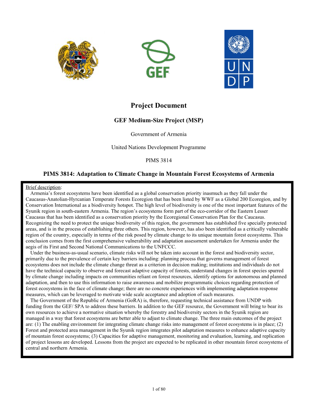 Adaptation to Climate Change Impacts in Mountain Forest Ecosystems of Armenia