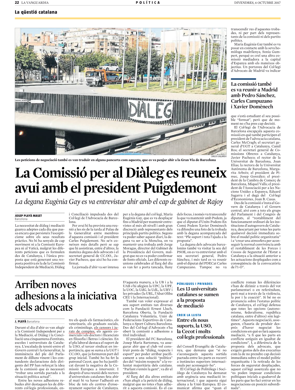 La Comissió Per Al Diàleg Es Reuneix Avui Amb El President Puigdemont