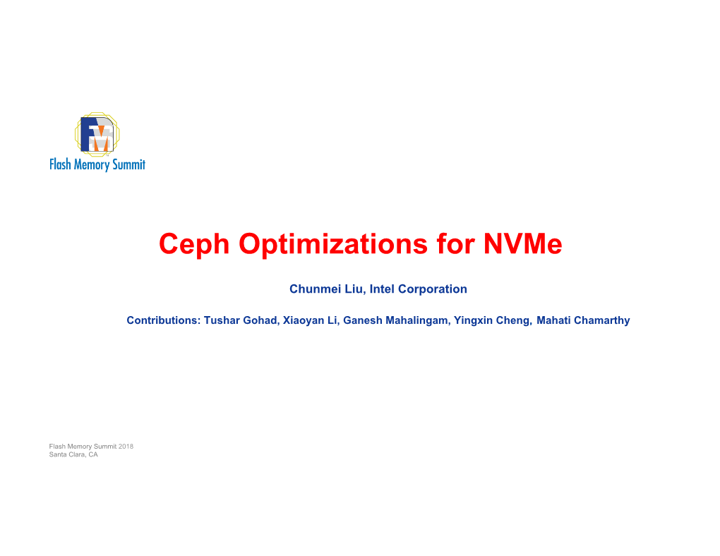 Ceph Optimizations for Nvme