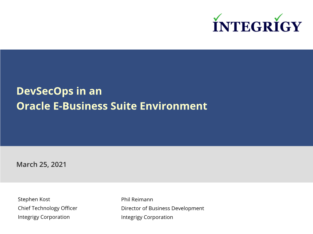 Devsecops in an Oracle E-Business Suite Environment