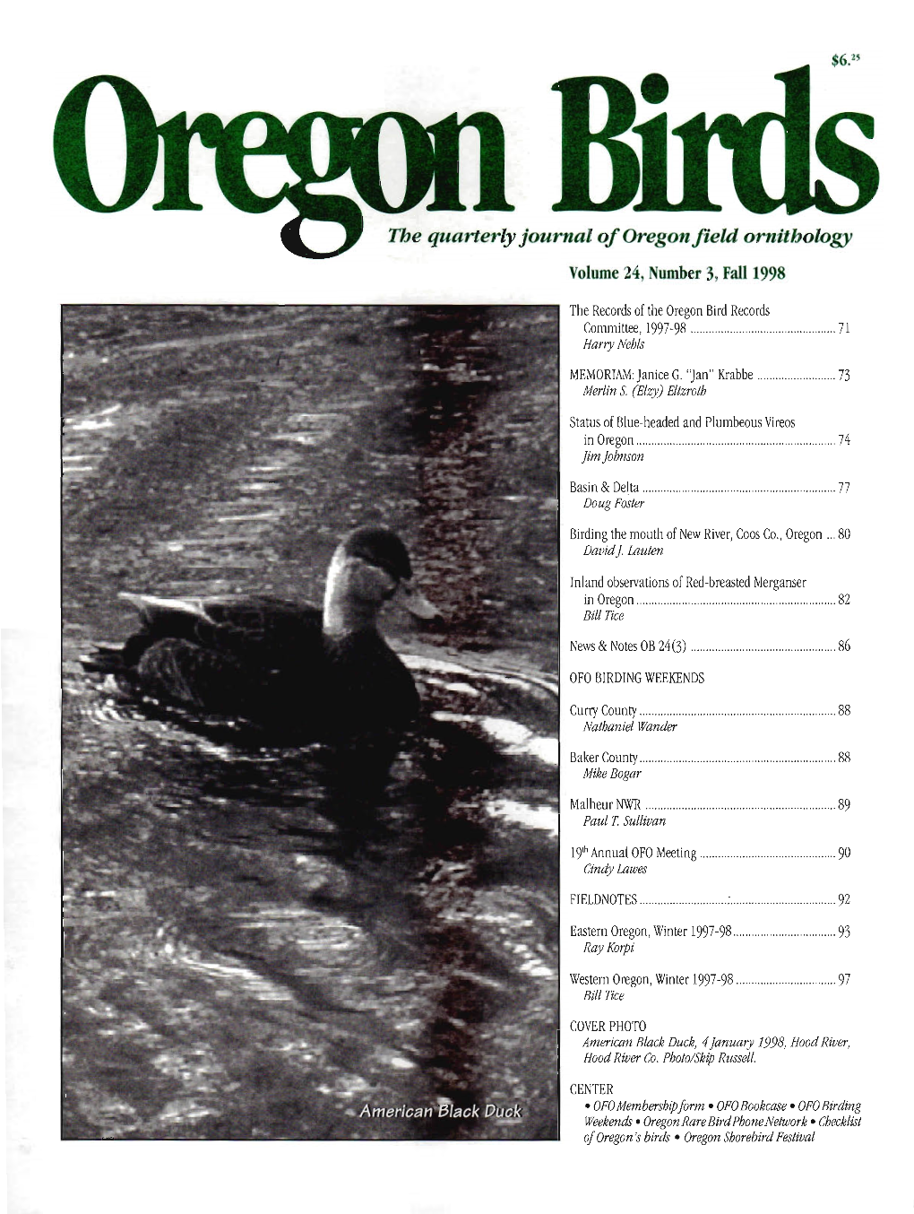 The Quarterly Journal of Oregon Field Ornithology