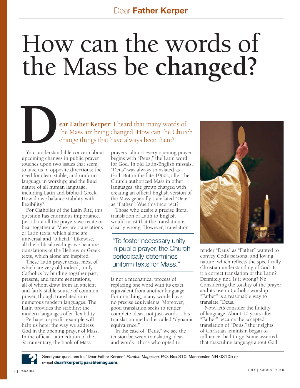 How Can the Words of the Mass Be Changed?