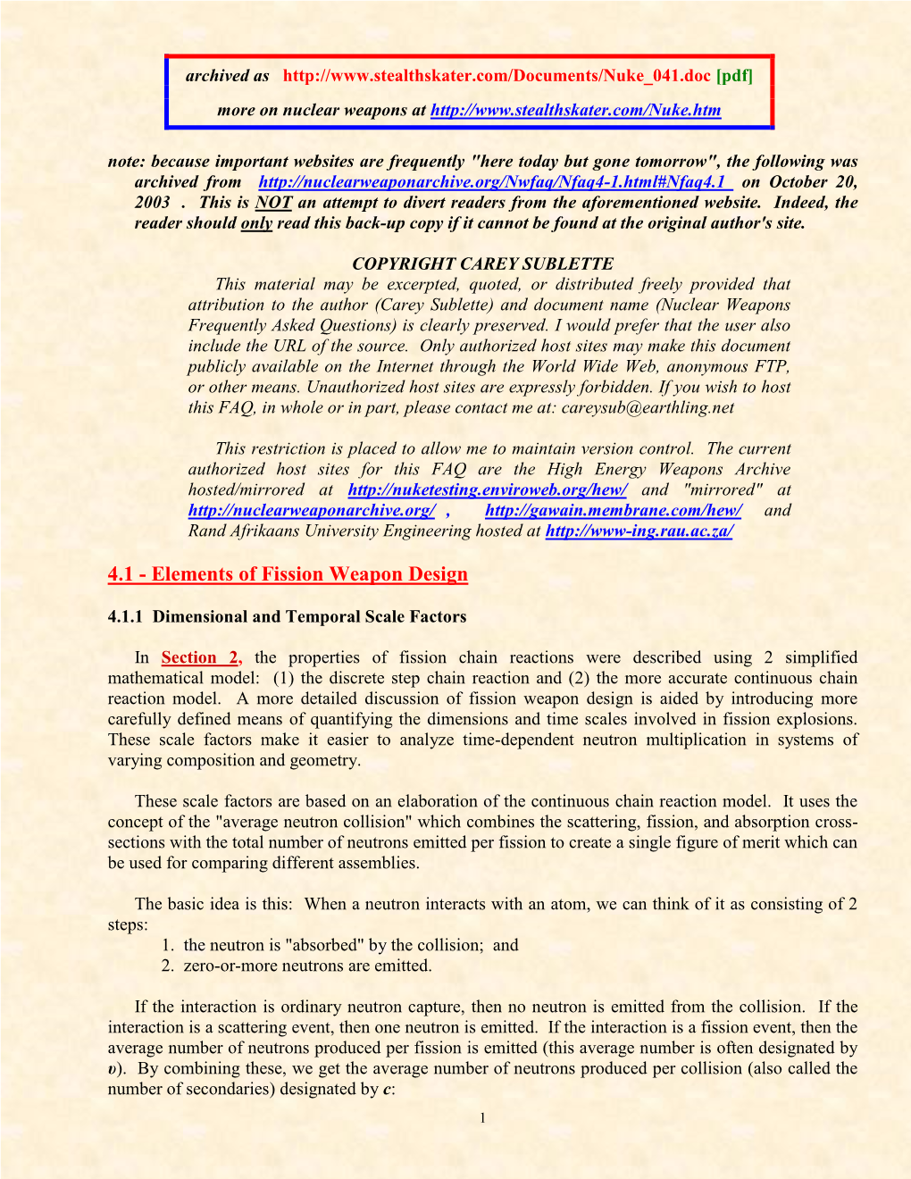 Elements of Fission Weapon Design