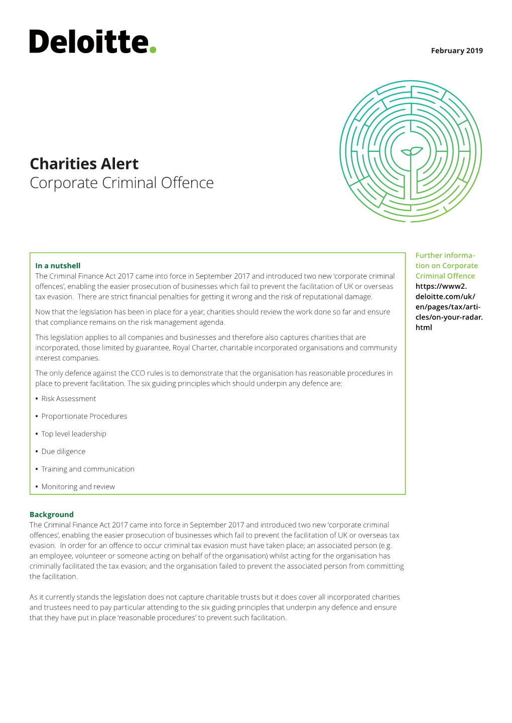 Charities Alert Corporate Criminal Offence