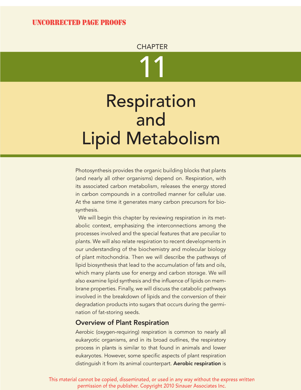 Respiration and Lipid Metabolism