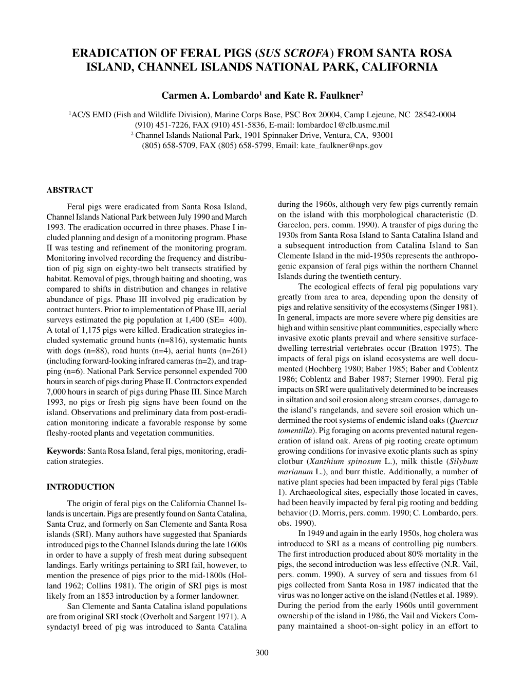 Eradication of Feral Pigs on Santa Rosa Island.P65