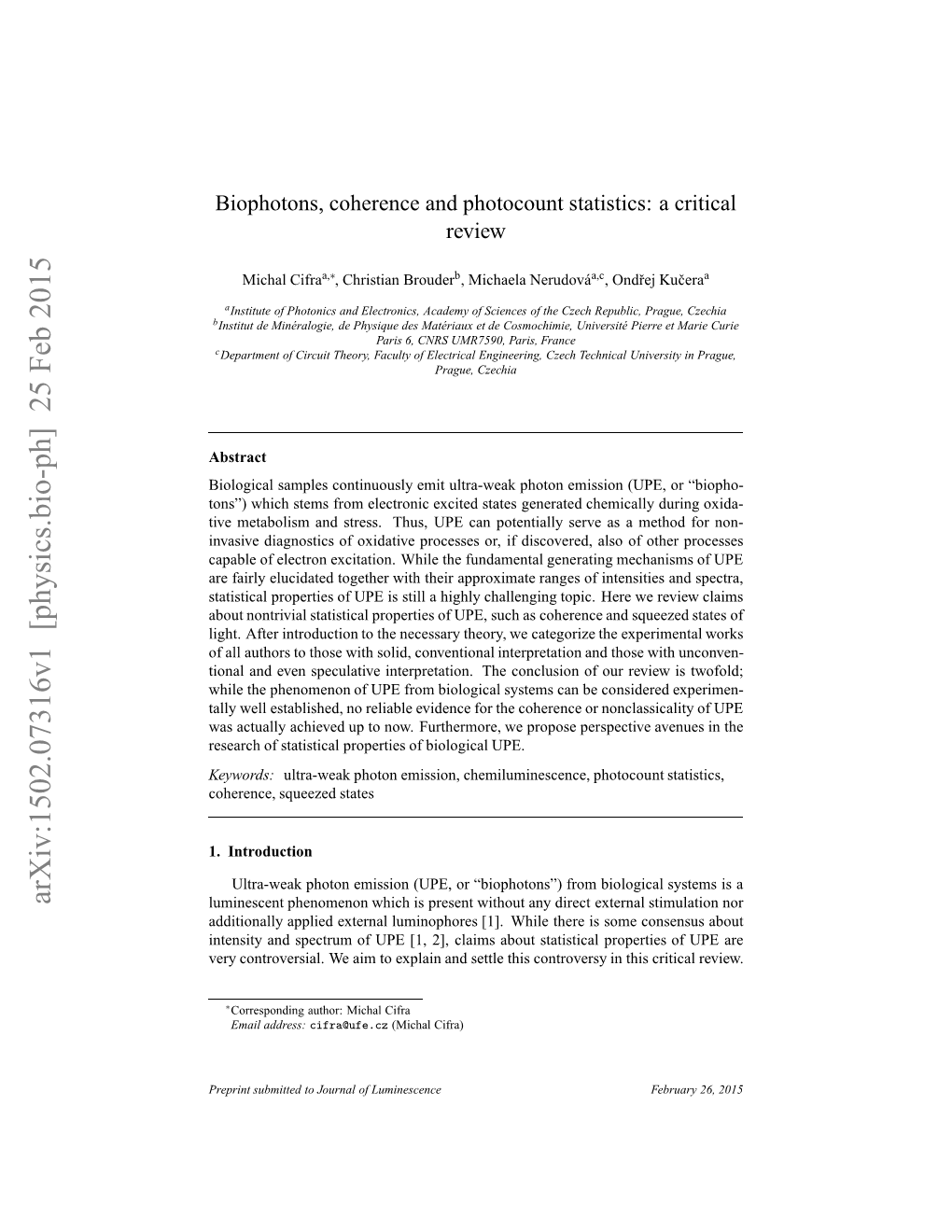 Biophotons, Coherence and Photocount Statistics: a Critical Review