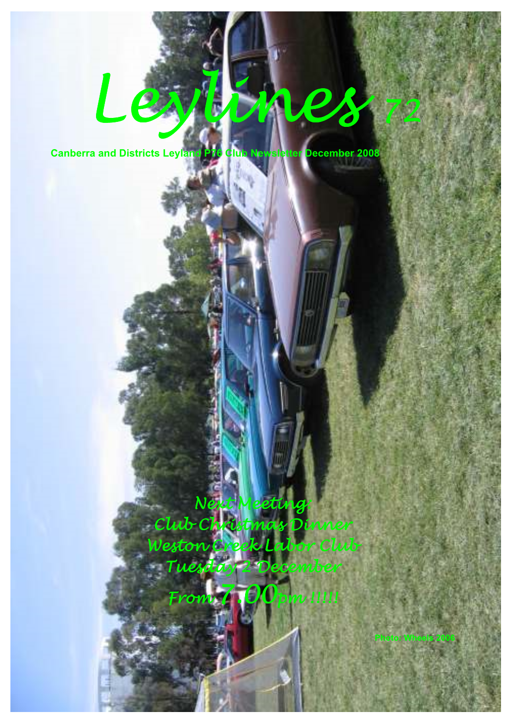 Leylines 727272 Canberra and Districts Leyland P76 Club Newsletter December 2008