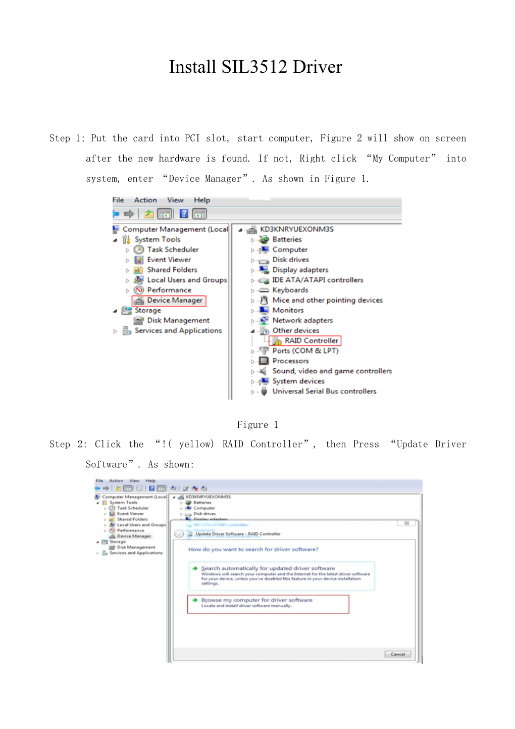 Install SIL3512 Driver