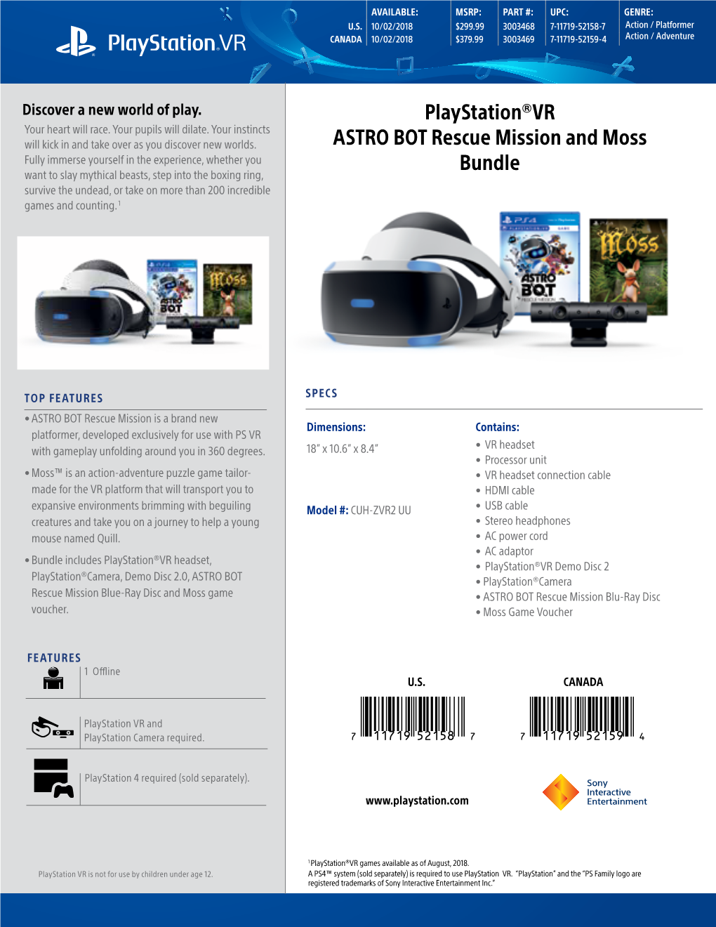 Playstation®VR ASTRO BOT Rescue Mission and Moss Bundle