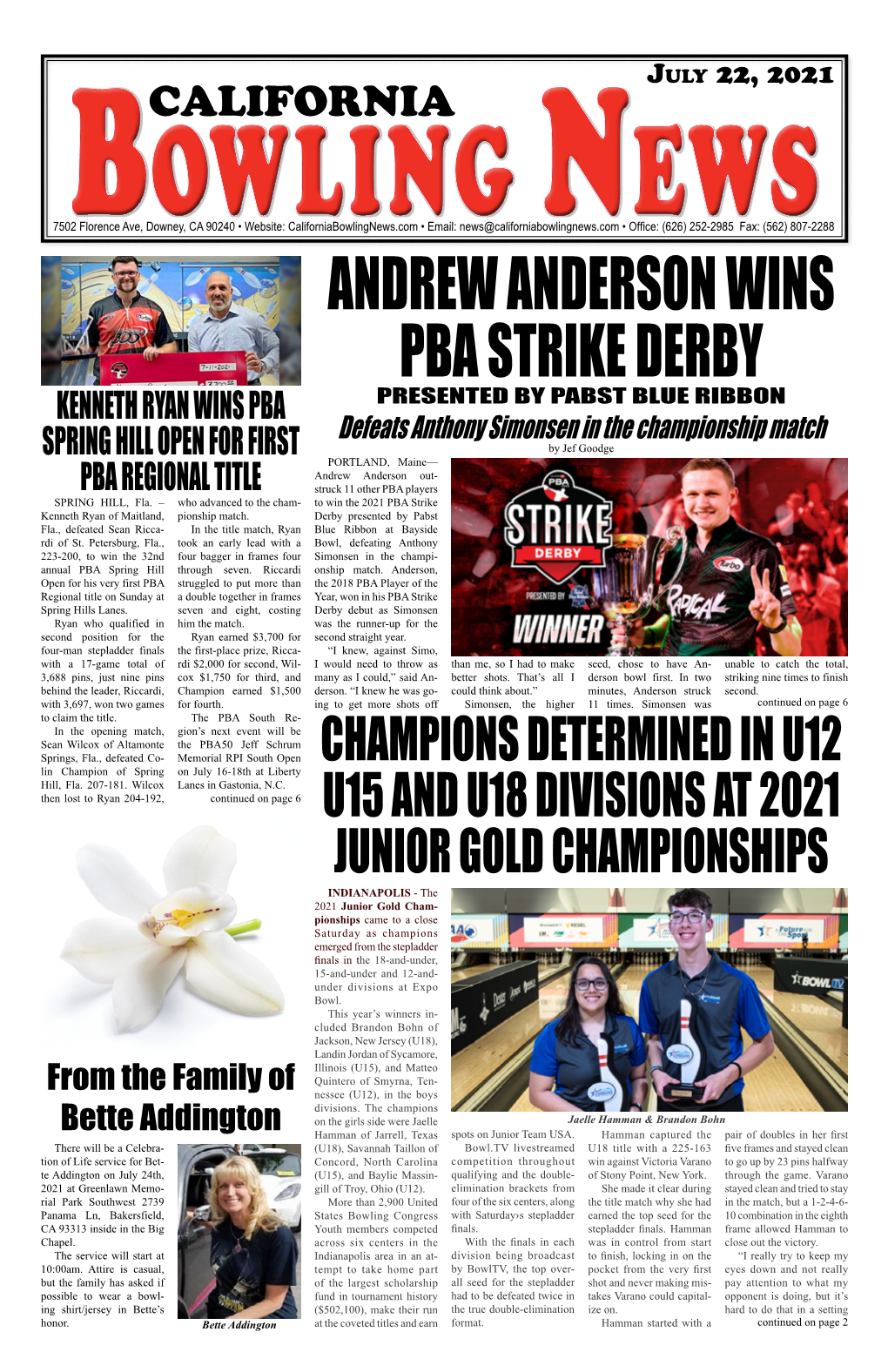 Andrew Anderson Wins Pba Strike Derby