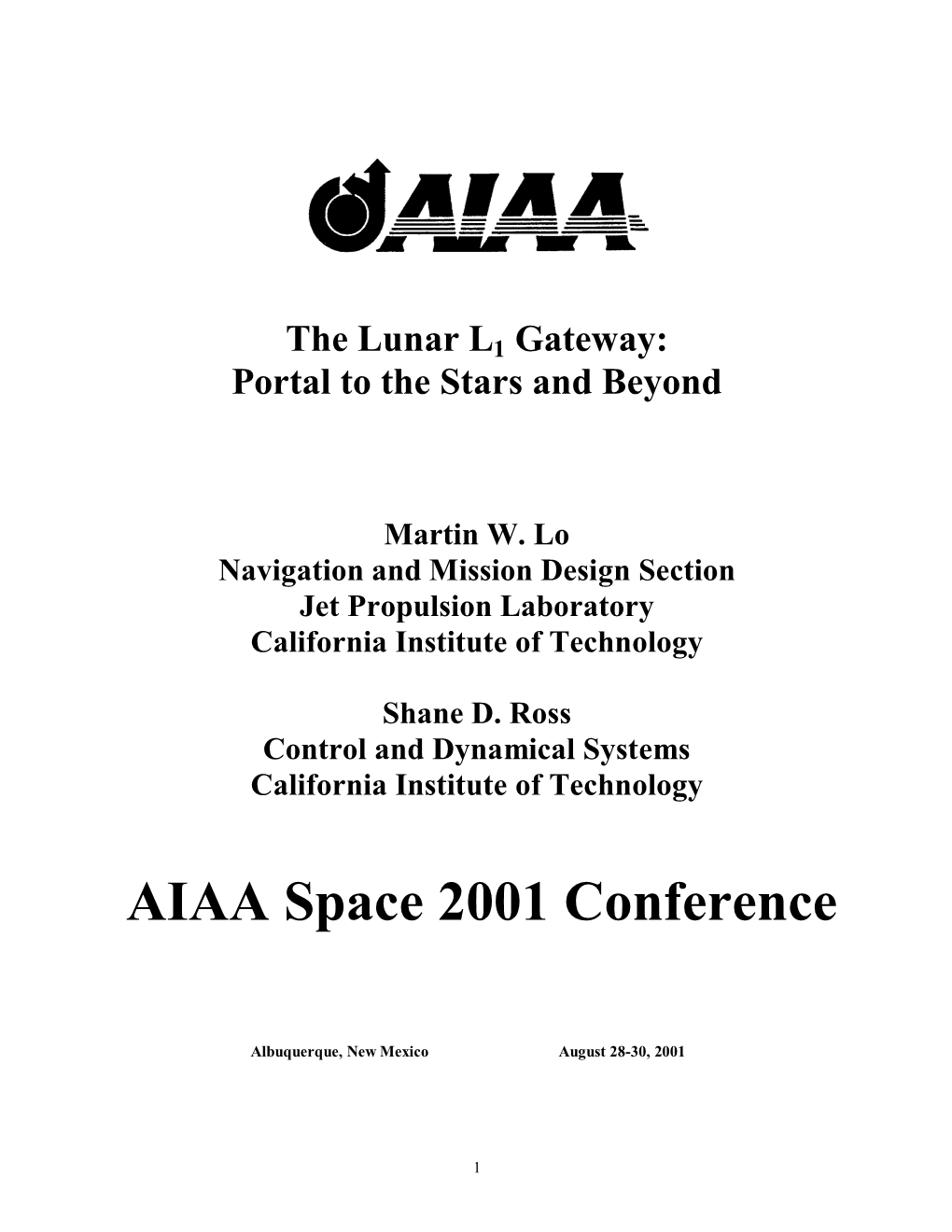 AIAA Space 2001 Conference