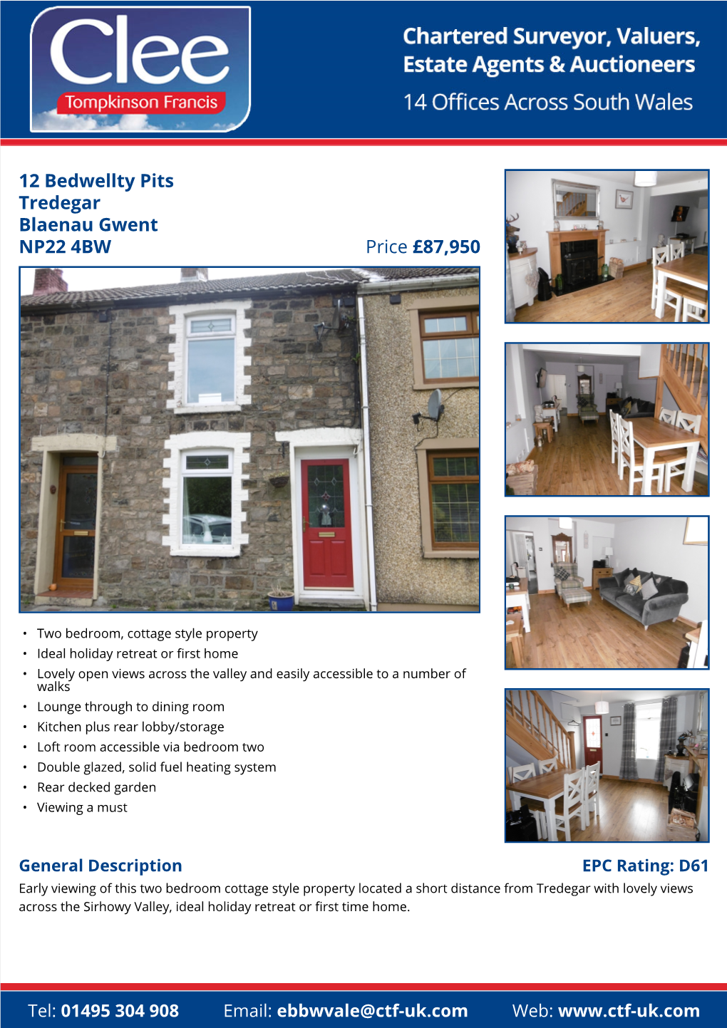 12 Bedwellty Pits Tredegar Blaenau Gwent Price £87,950 NP22