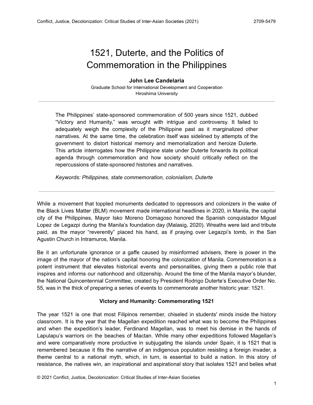 1521, Duterte, and the Politics of Commemoration in the Philippines