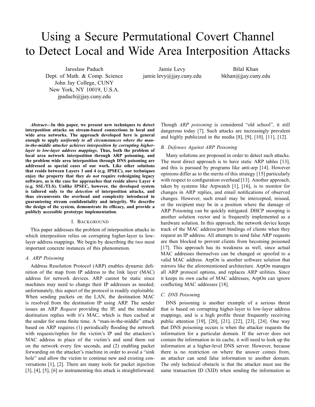 Using Secure Covert Channels to Detect Interposition Attacks