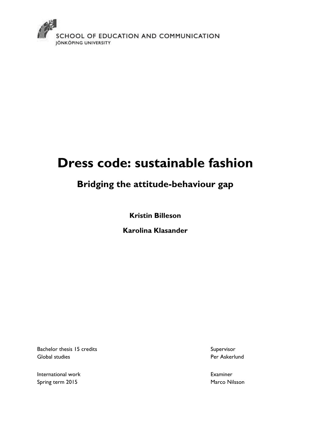 Dress Code: Sustainable Fashion