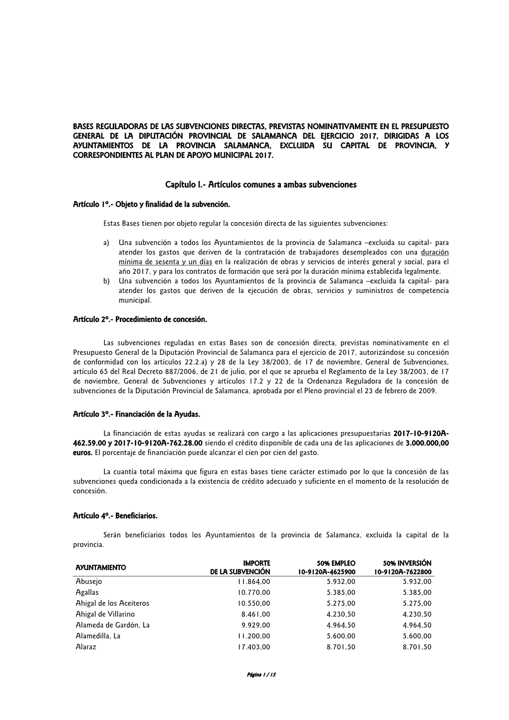 Bases Reguladoras De La Subvención Directa 2017