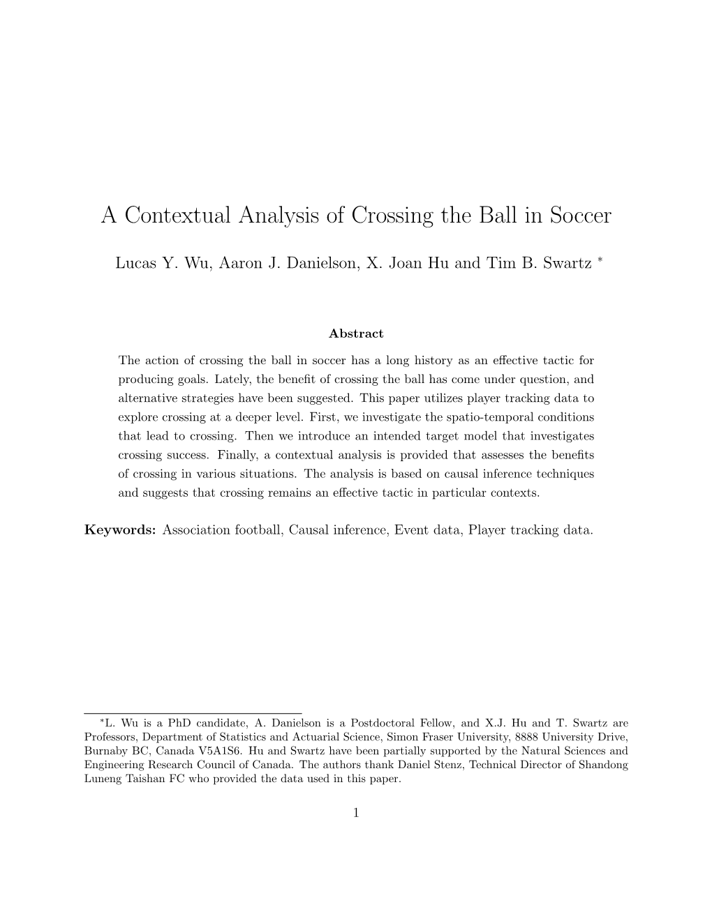 A Contextual Analysis of Crossing the Ball in Soccer