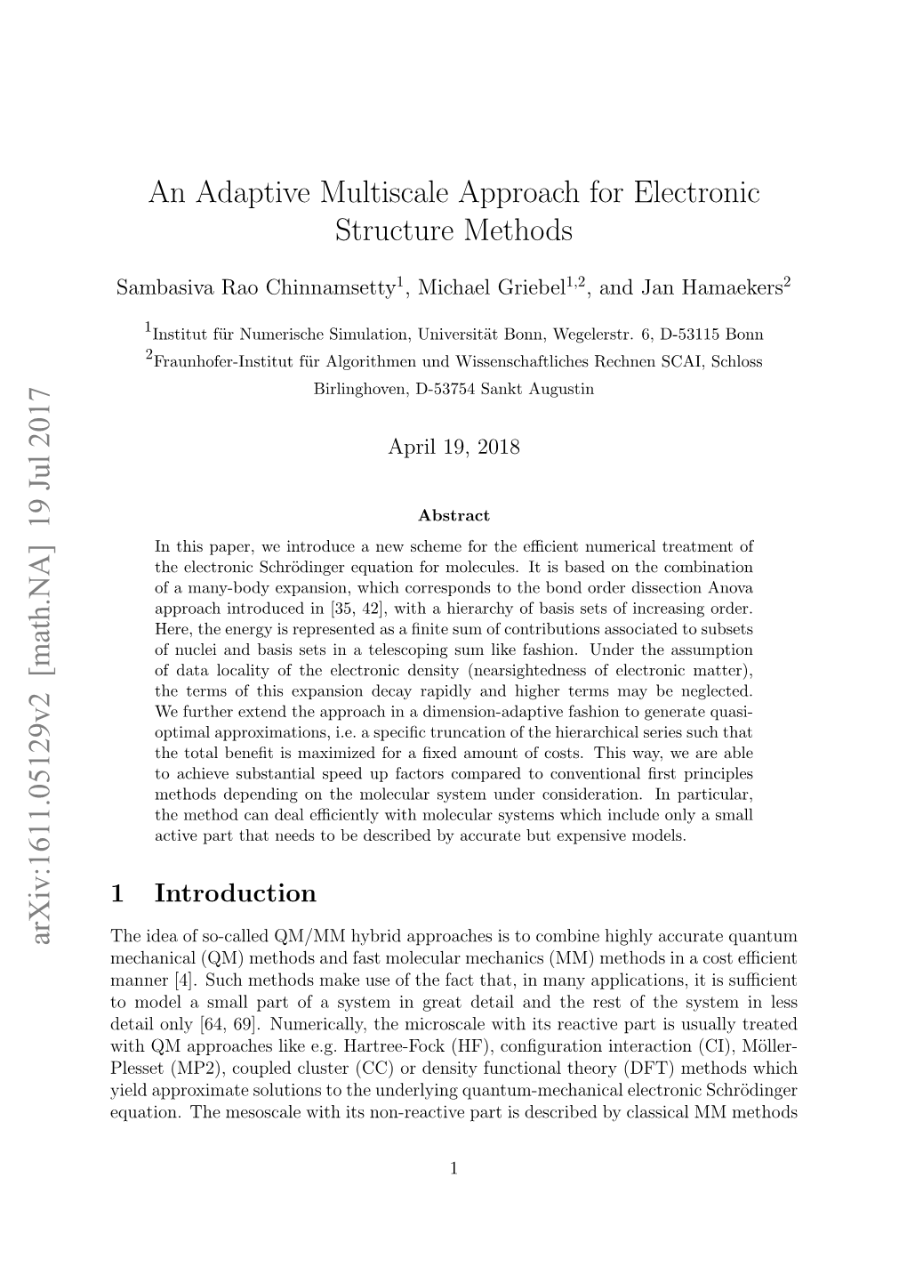 An Adaptive Multiscale Approach for Electronic Structure Methods Arxiv