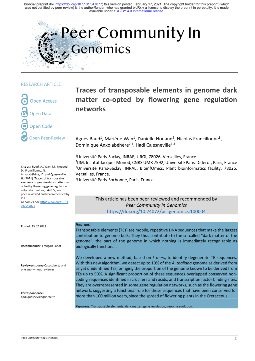 Traces of Transposable Elements in Genome Dark Matter Co-Opted by Flowering Gene Regulation Networks