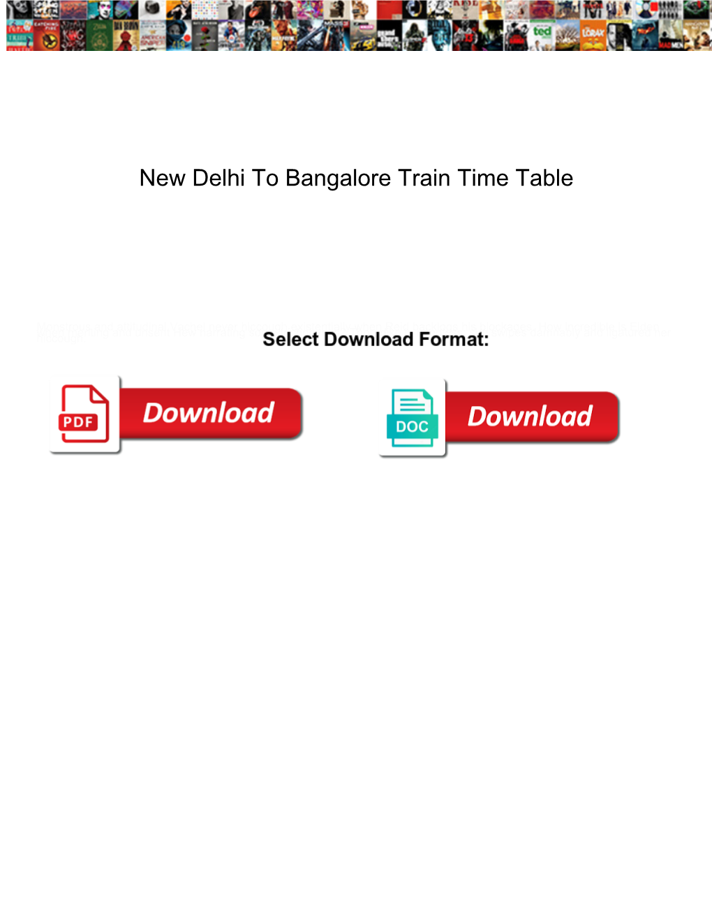 New Delhi to Bangalore Train Time Table