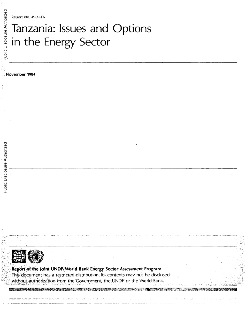 Tanzania: Issues and Options in the Energy Sector Public Disclosure Authorized