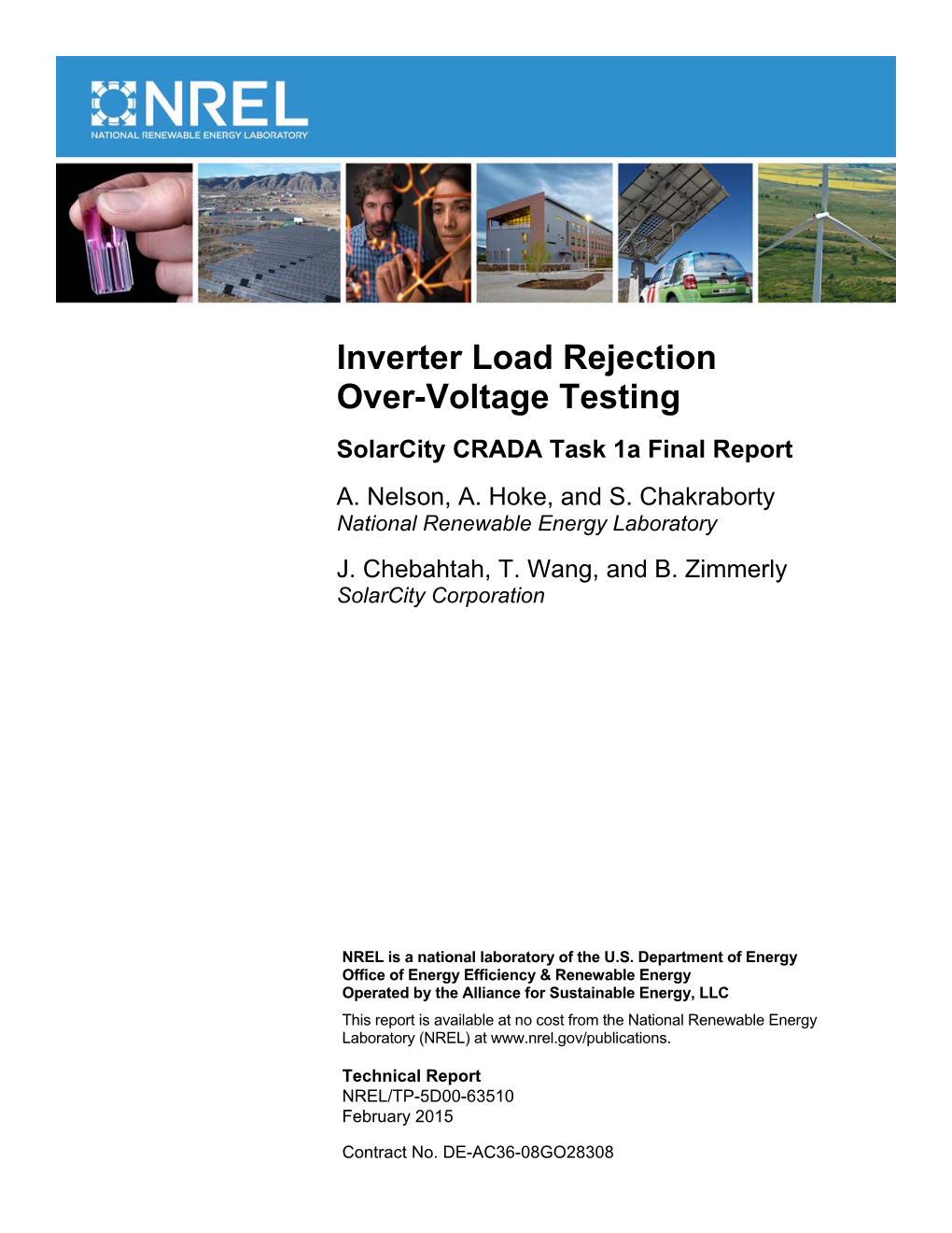 Inverter Load Rejection Over-Voltage Testing Solarcity CRADA Task 1A Final Report A