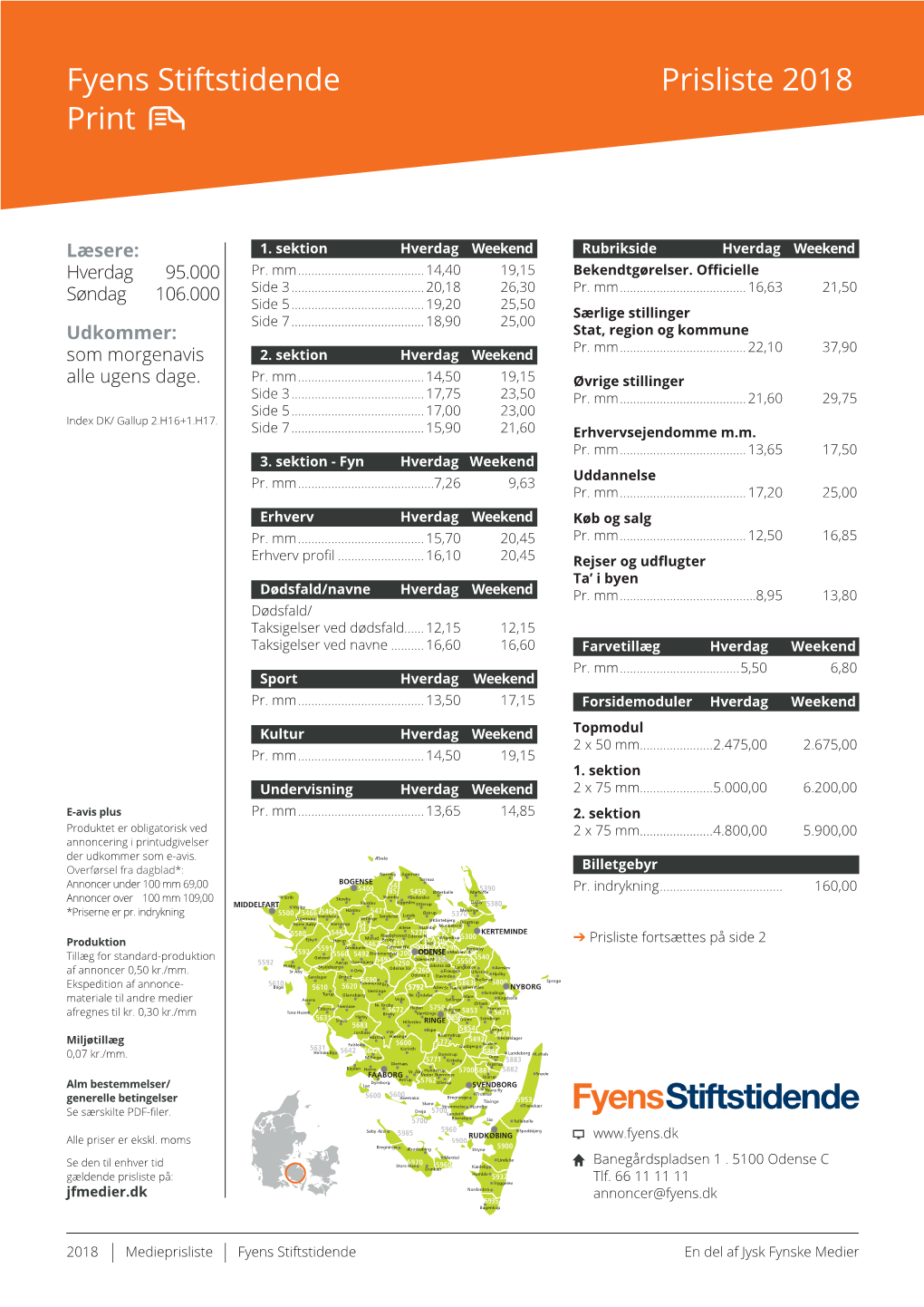 Fyens Stiftstidende Print Prisliste 2018