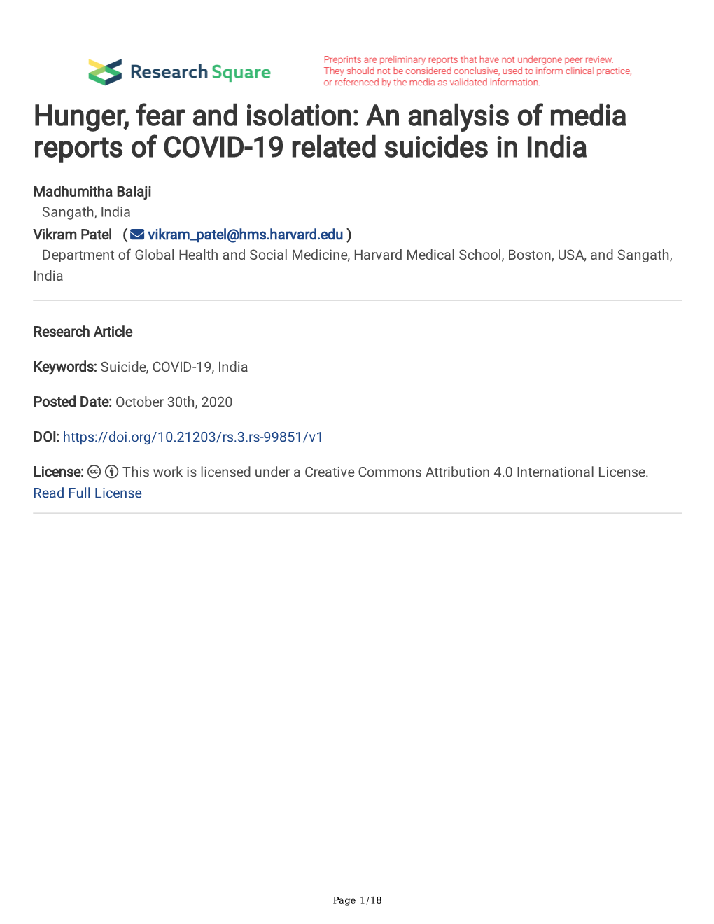 An Analysis of Media Reports of COVID-19 Related Suicides in India